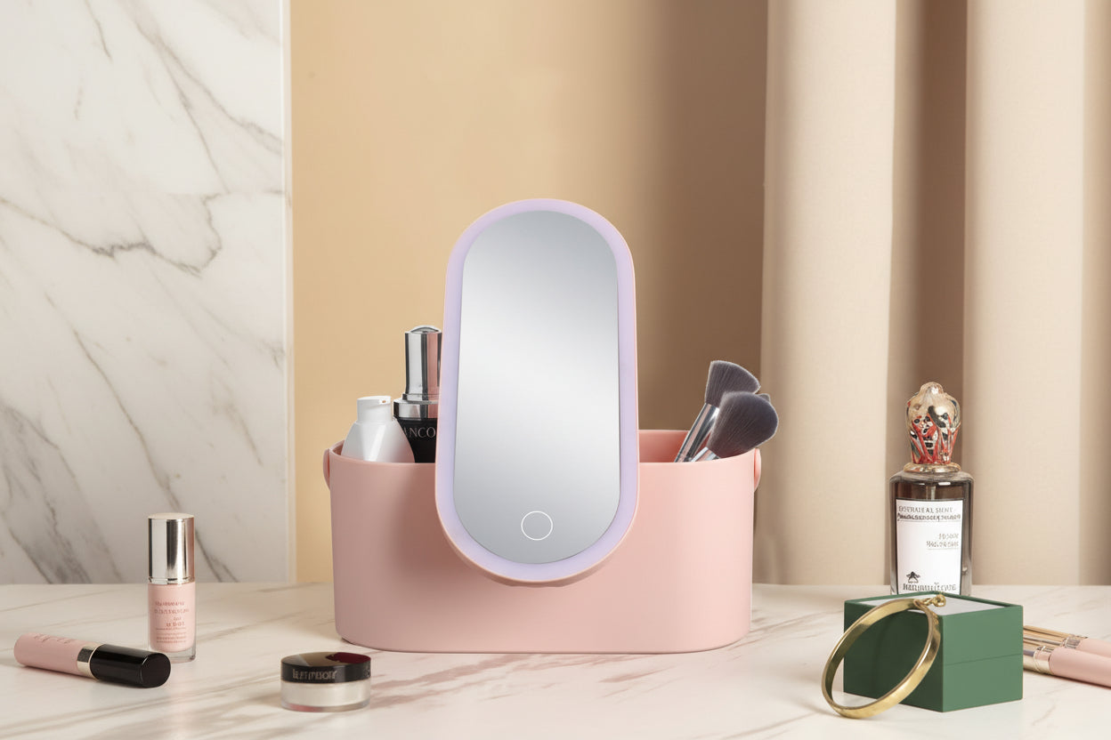 Козметичен органайзер с LED огледало